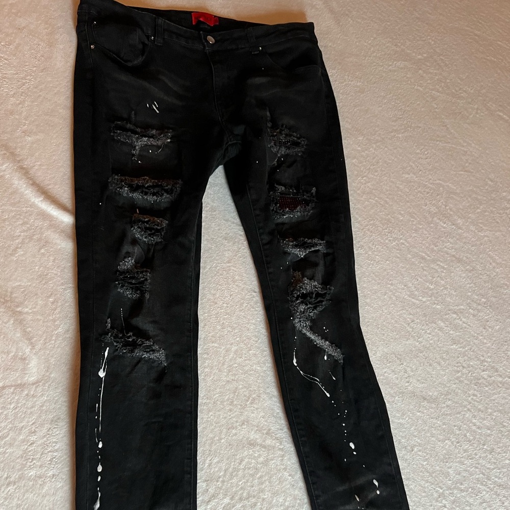 Used Politics Ripped Patched Skinny Jeans 36 x 32